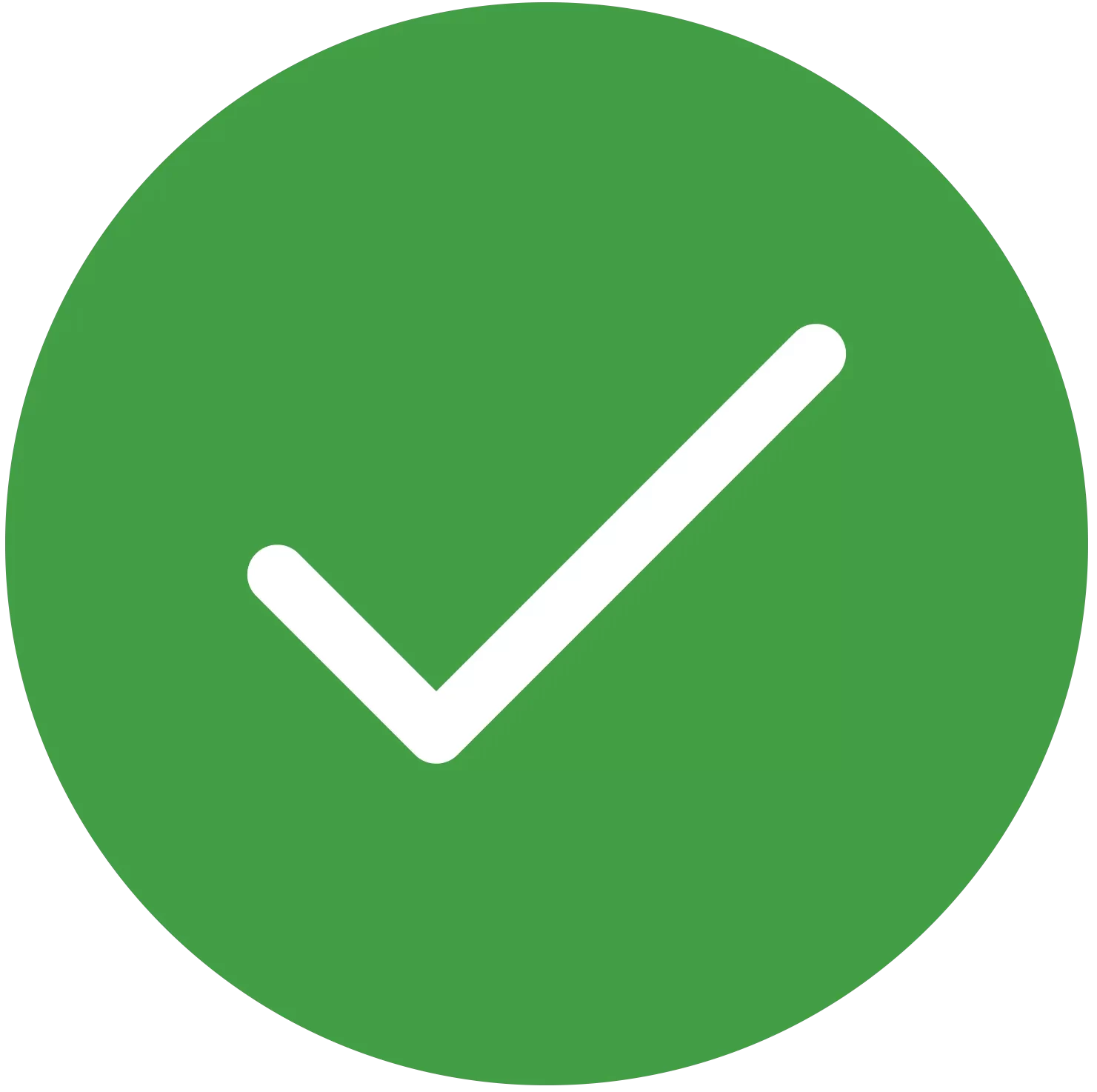 a big green tick with white background
