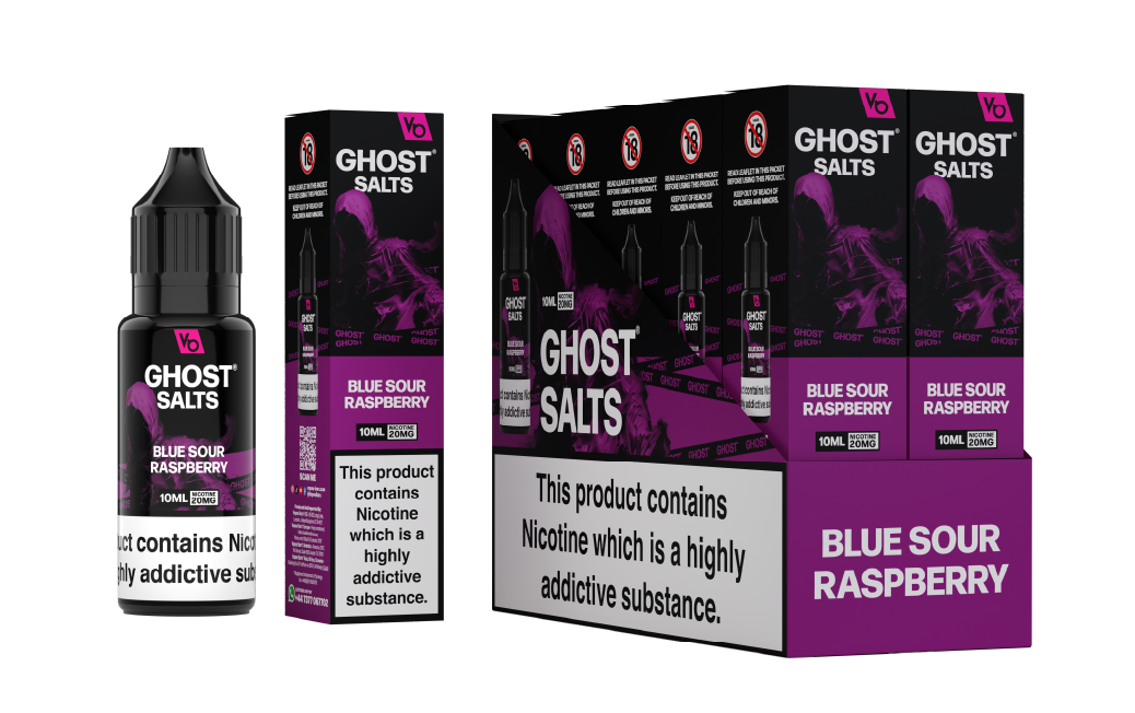 Blue Sour Raspberry Ghost Salts With Cartons