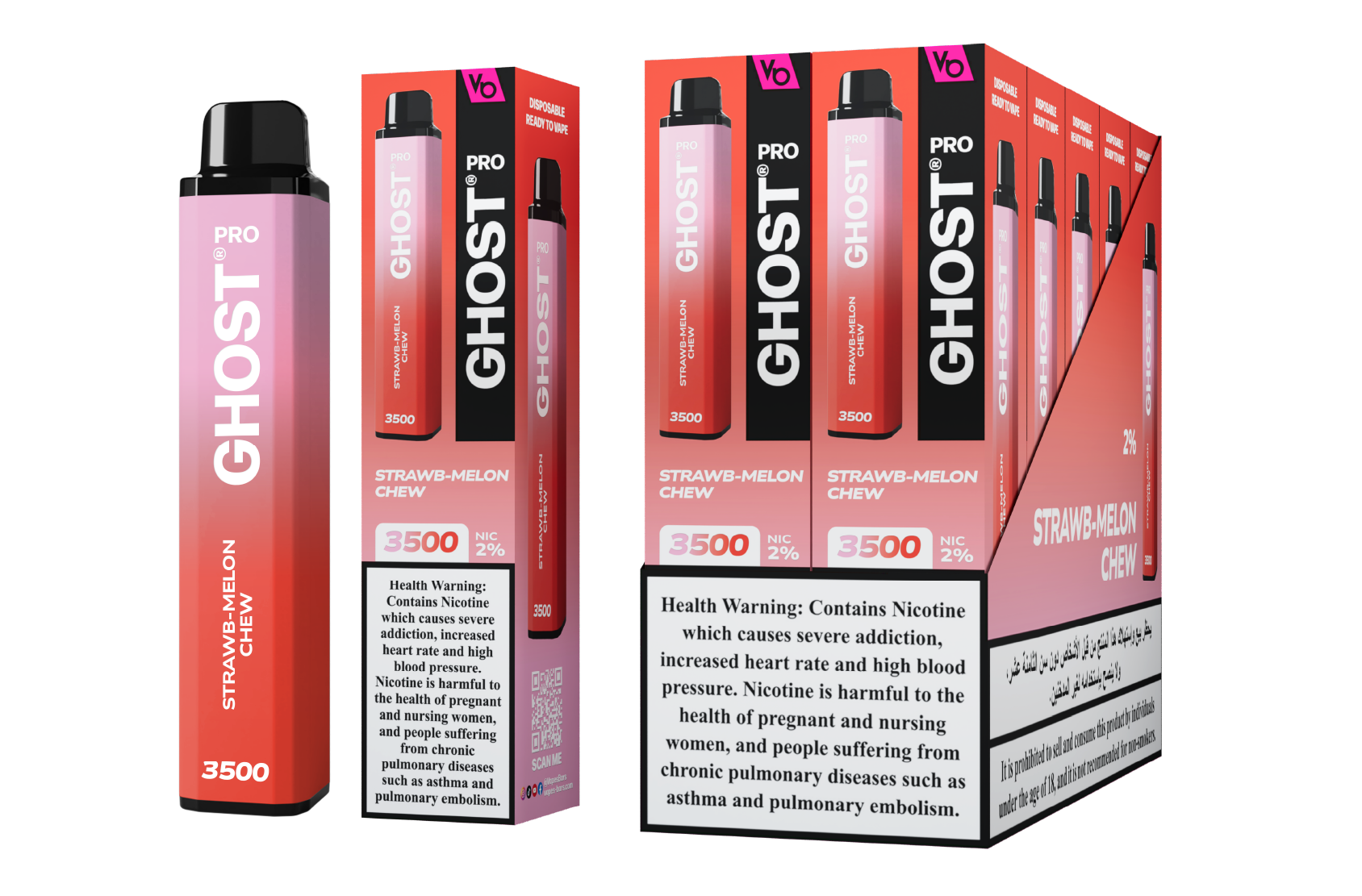 GHOST PRO 3500 Strawb Melon Chew